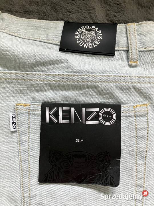 Nowe jasne błękitne męskie spodnie jeansy Kenzo Nisko
