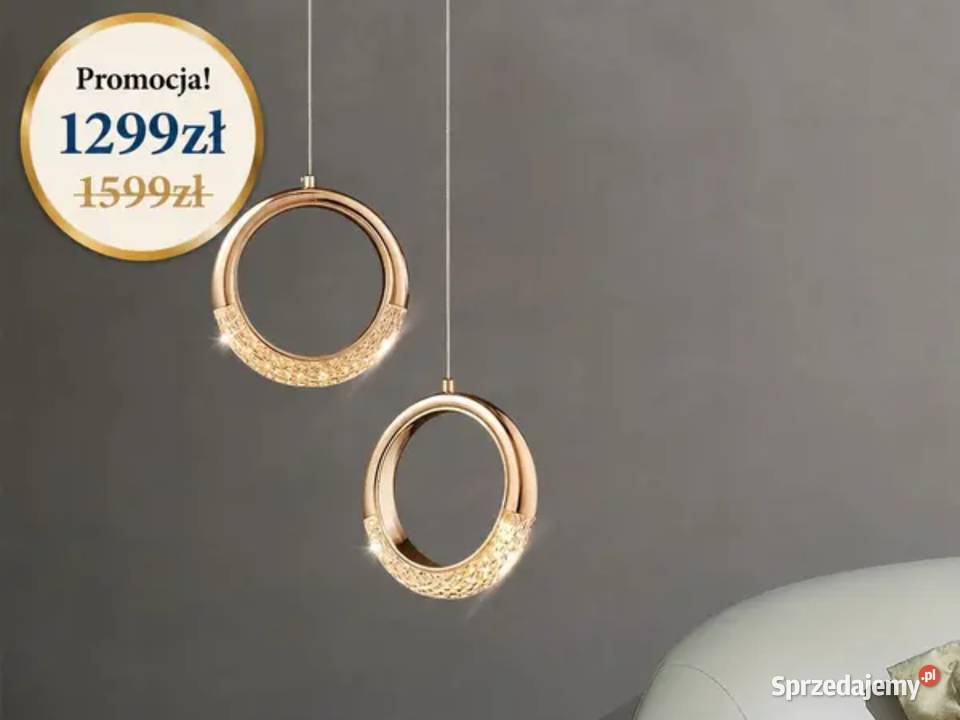 Żyrandol ROUND DOUBLE Kryształowy Złoty Podwójny Lampy wiszące mazowieckie Warszawa