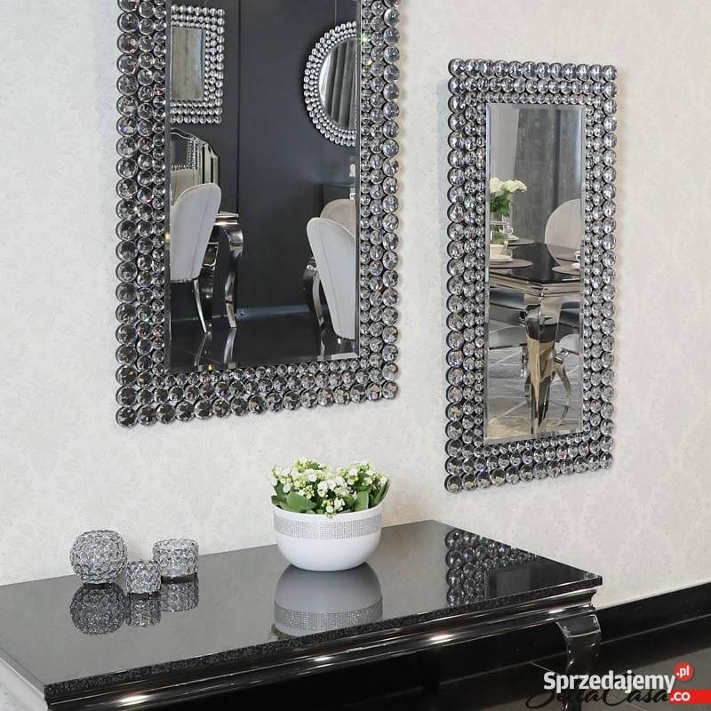 Lustro glamour z kryształkami okrągłe inny kolor mazowieckie