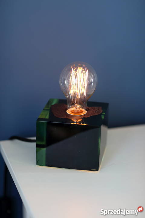 Lampka czarny dąb barwiony epoksyd żywica Edison mazowieckie Warszawa
