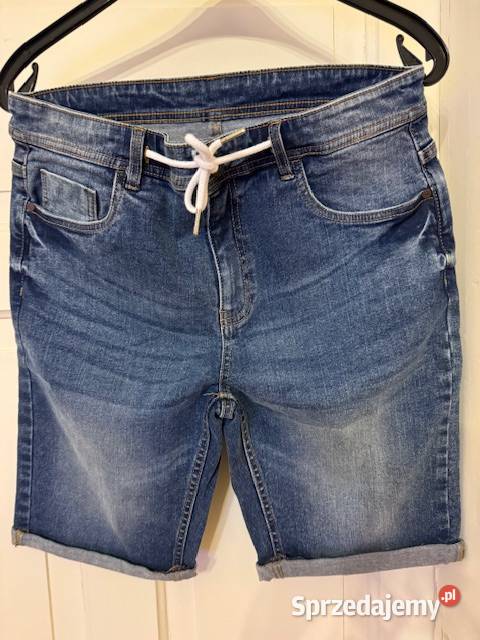 Spodnie krótkie jeansowe 44 męskie z nogawką Moda i Styl