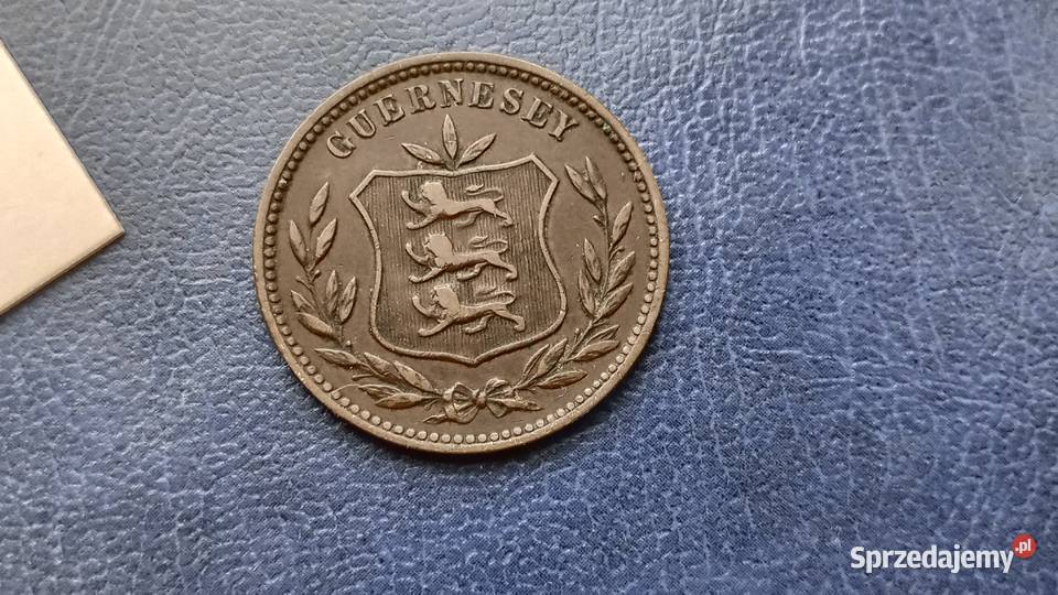 Stare monety 8 doubles 1910 Guernsey Lesko