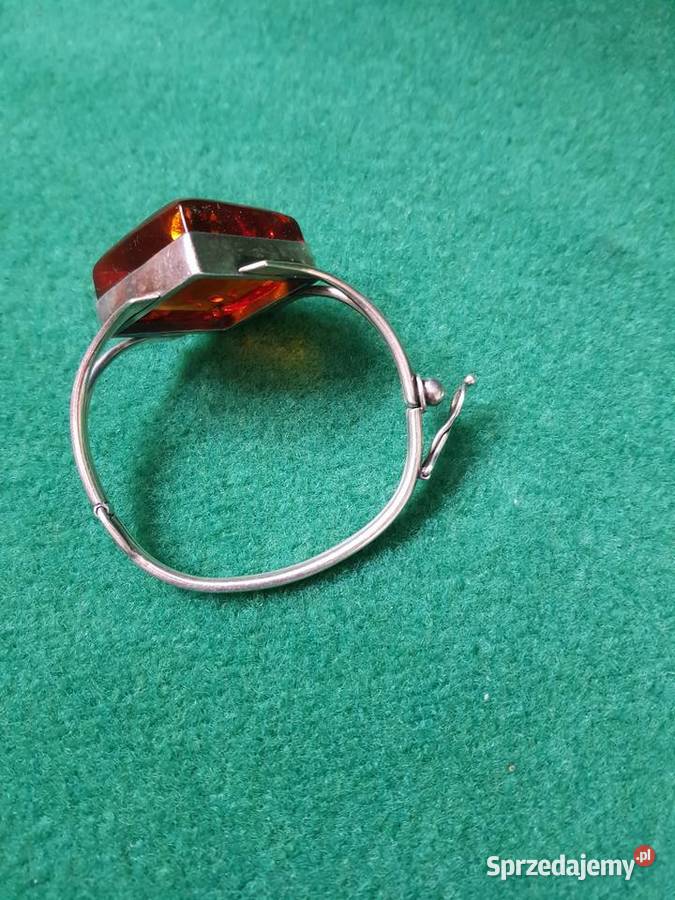 Srebrna bransoleta z naturalnym bursztynem Bransoletki Gdynia sprzedam