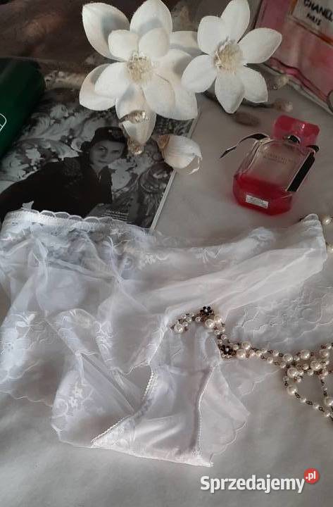 seksowne majtki białe transparentne w kwiaty