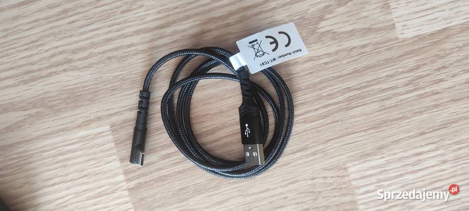 Kabel USB C czarny 1 m kątowy