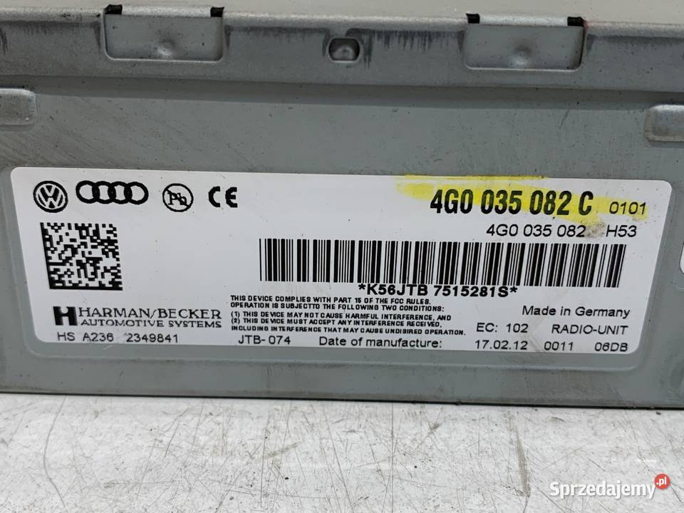 CZYTNIK NAWIGACJI AUDI A4 B8 4G0035082C 0715 podkarpackie