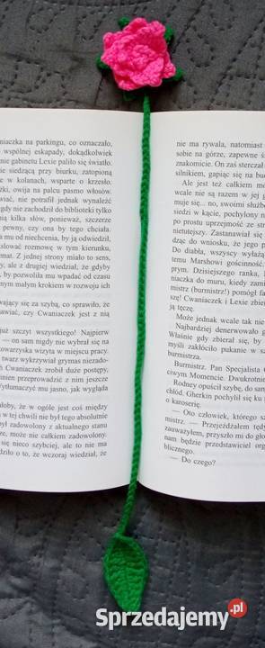Różyczka wykonana na szydełku zakładka do Łask