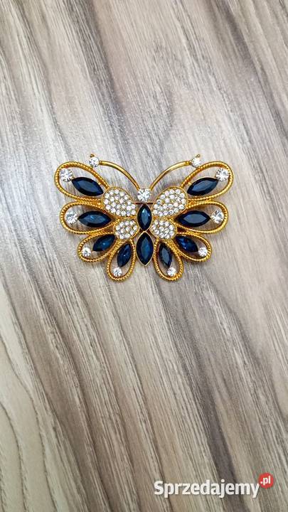 Złota broszka motyl Fałków