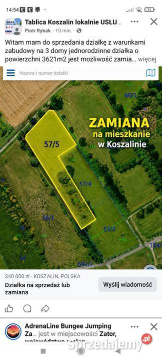 Działka na 3 domy Koszalin