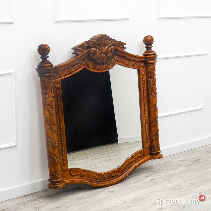 Stylowe Lustro w DREWNIANEJ RAMIE VINTAGE Lustro brązowy Kalisz