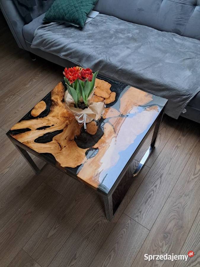Stolik kawowy z żywicy wielokolorowy sprzedam