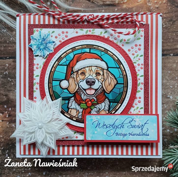 Kartki świąteczne Boże Narodzenie z pupilem psy Rękodzieło Mszana Dolna