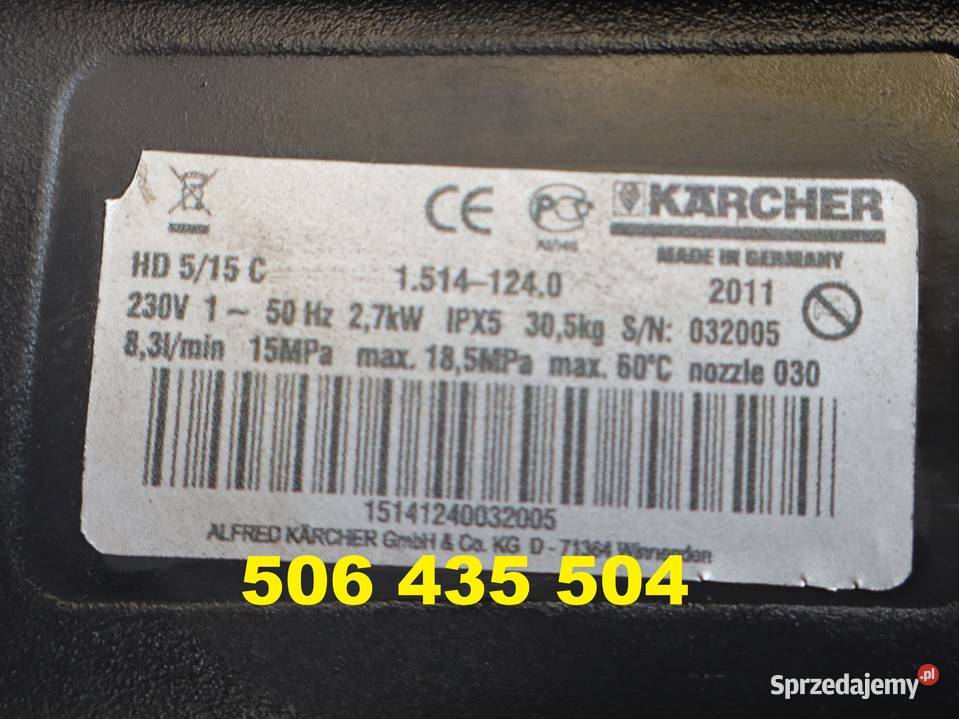 Myjka Ciśnieniowa Karcher HD 515 CX 150 bar Narzędzia Radom