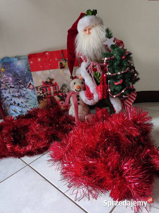 długi czerwony błyszczący łańcuch na choinkę Boże Narodzenie Kielce