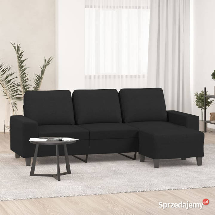 3osobowa sofa z podnóżkiem czarna 180 tkaniną Warszawa sprzedam