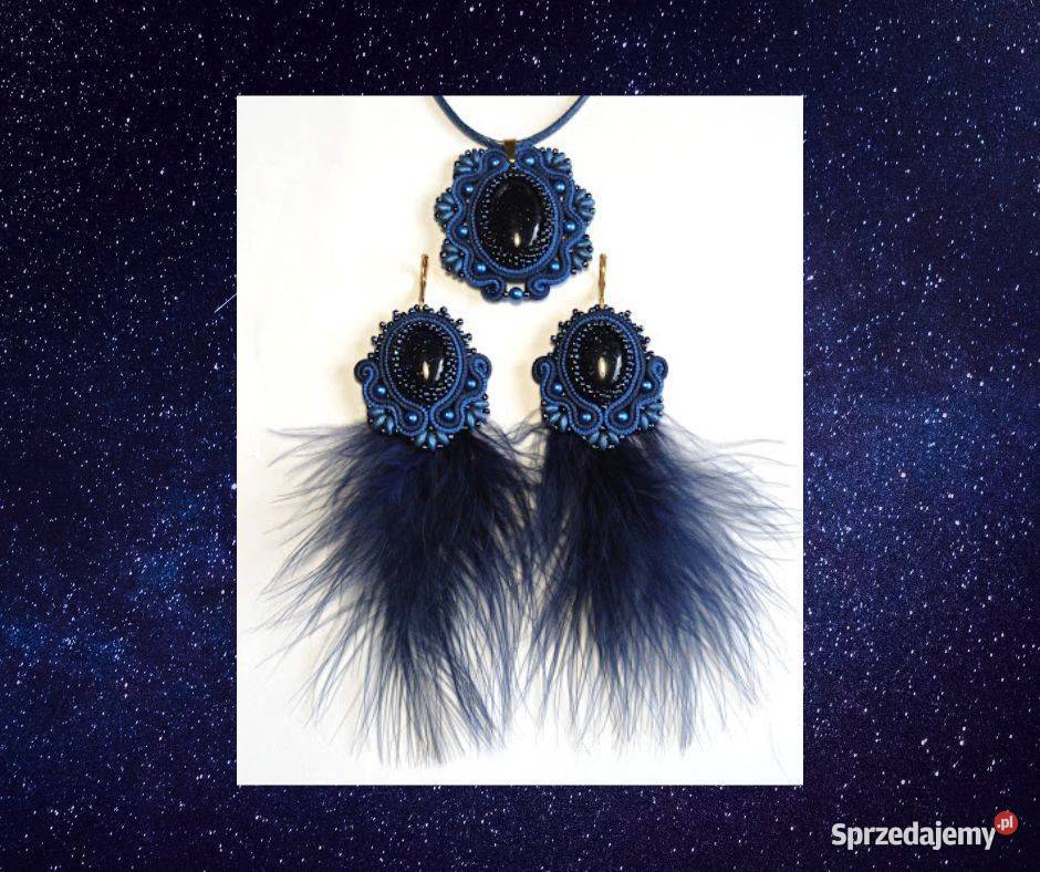 KOMPLET GRANATOWY Z NOCĄ KAIRU I PIÓRAMI SUTASZ