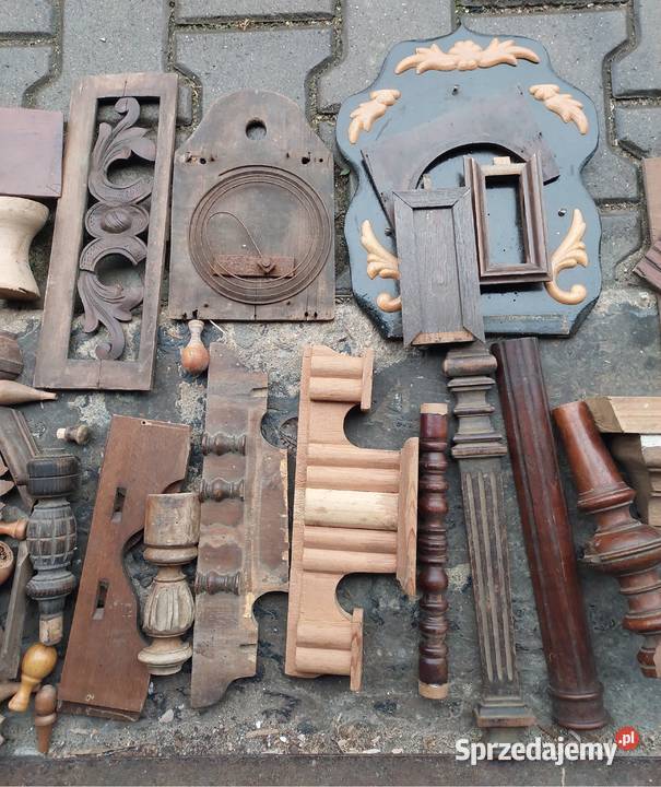 Drewniane elementy starych zegarów aplikacje pomorskie Tczew