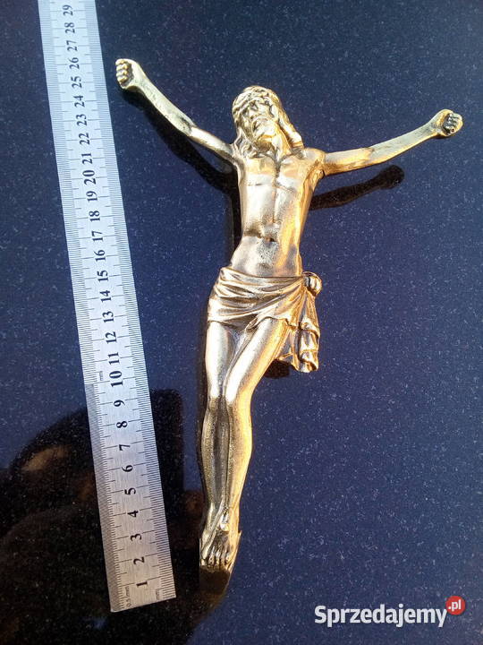 Wizerunek Jezus Chrystus mosiądz krzyż Strzegowo