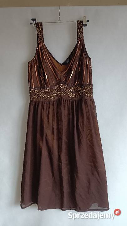 Brązowa sukienka retro vintage 36 uk 10 Długość Midi Białystok