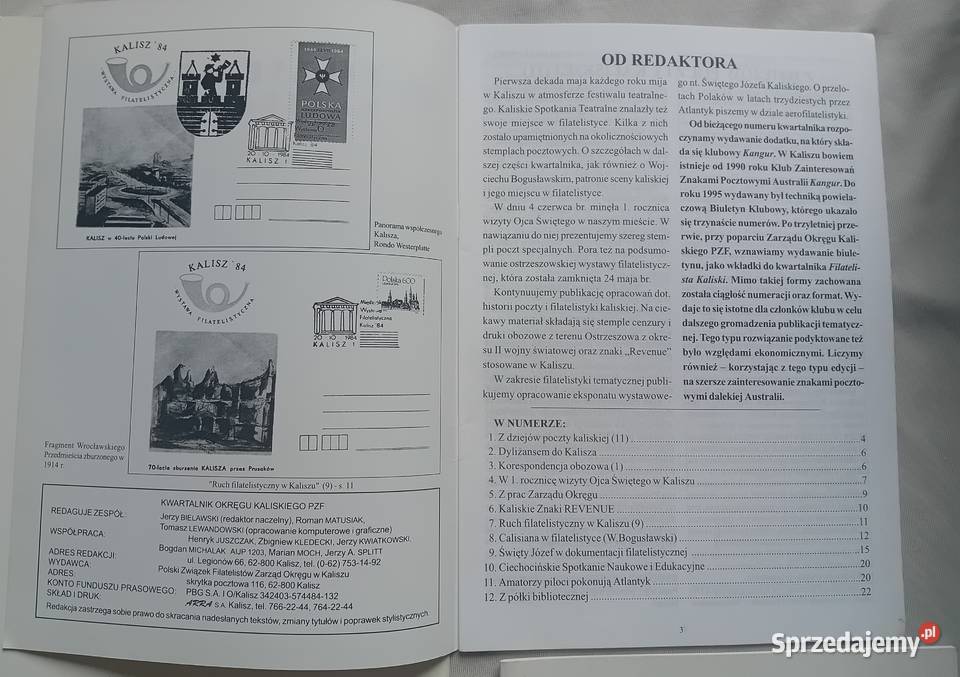 Kwartalnik Filatelista Kaliski rocznik 1998 2 x Koźminek