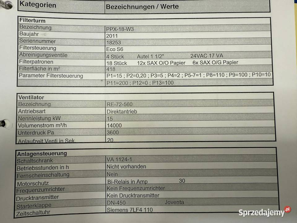 Odciąg pyłu wyciąg dymu filtrowentylacja Valco