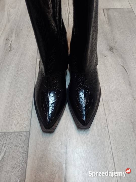 42 Ekskluzywne CZARNE krótkie Kozaki kowbojki Kraków