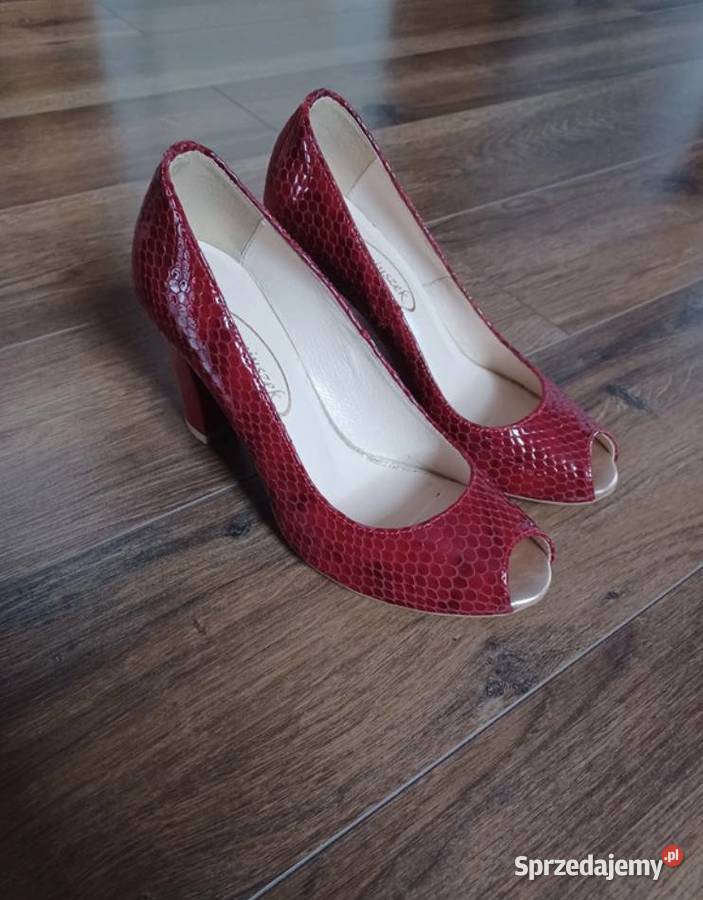Buty czółenka na obcasie czerwone rozmiar 37 skóra podkarpackie Rzeszów