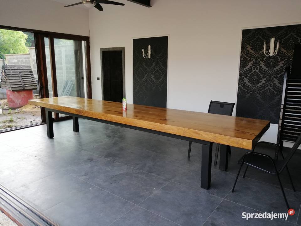 stolik kawowy blat debowy 120x80x5 zywica Przysucha