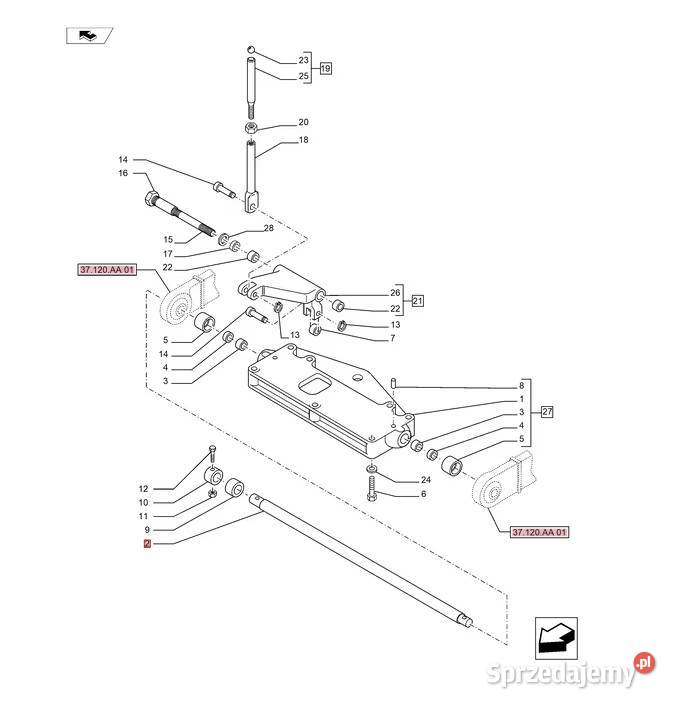 Wałek podnośnika ramion oryginał CNH CASE