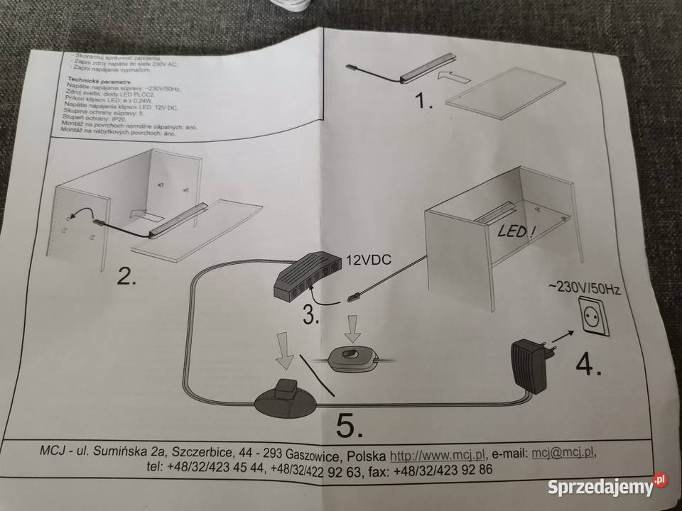 OŚWIETLENIE LED BIAŁE SZKLANYCH PÓŁEK MCJ NSS60 Międzychód sprzedam