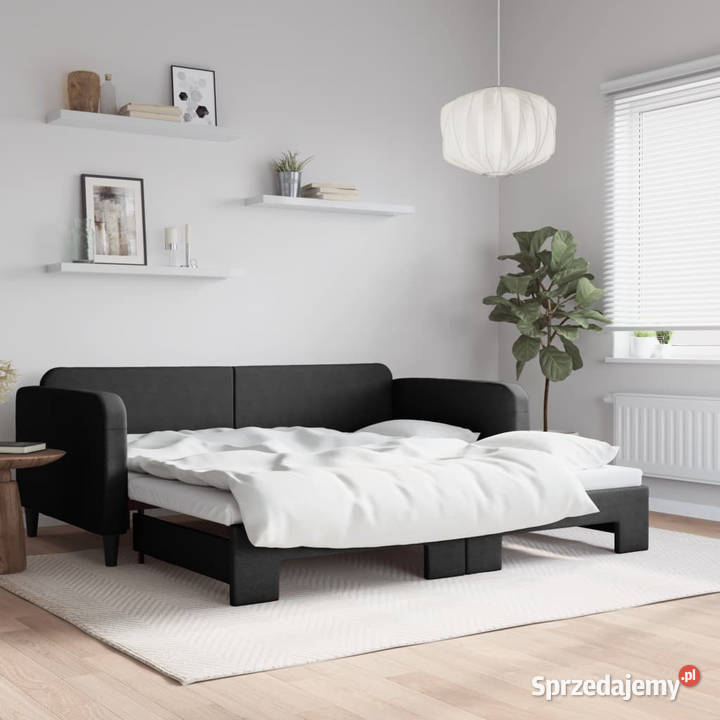 Sofa rozsuwana czarna tkanina 100x200 WM3196823