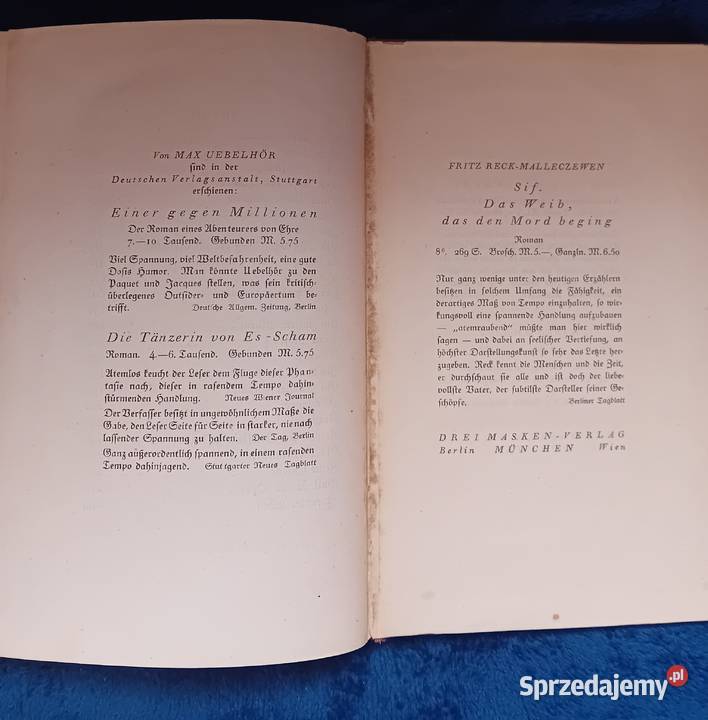 Ueberhoer Der Ruf der Tiefe Drei Masken Verlag Antykwariat wielkopolskie Koźminek