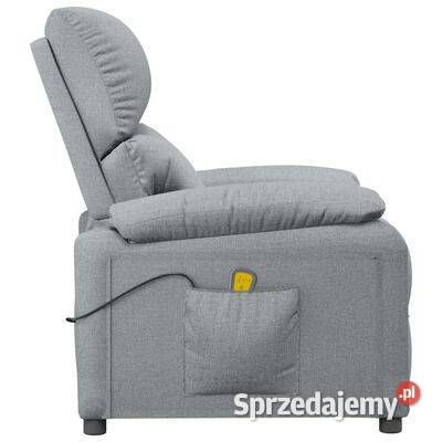 vidaXL Fotel masujący jasnoszary obity Fotele i krzesła obrotowe Warszawa