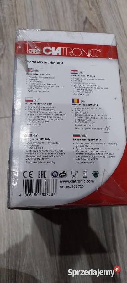 Mikser ręczny Clatronic HM 3014 czerwony 250W Wieliczka