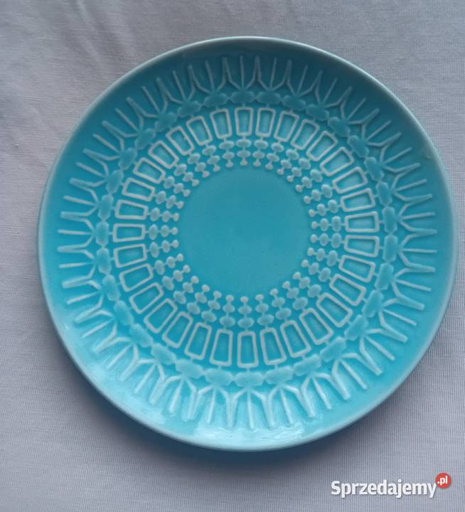 Turkusowy talerzyk porcelit Pruszków wzór