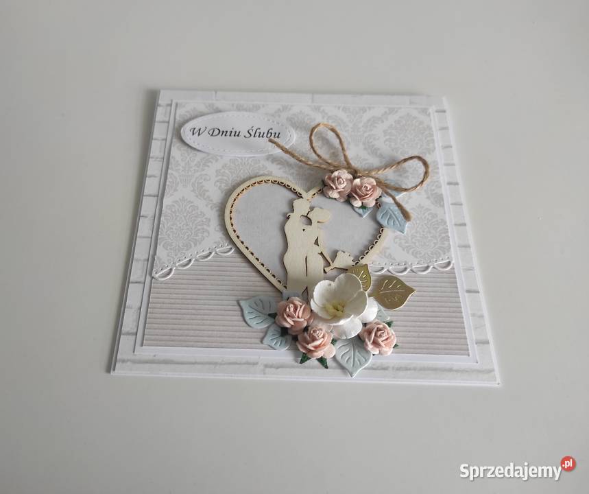 Kartka na ślub ręcznie robiona handmade serce Łódź