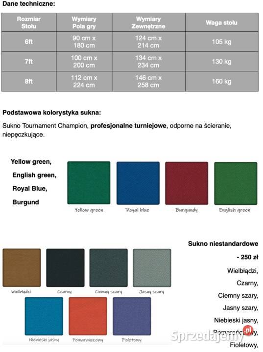 Stół bilardowy WENECJA 8 ft z akcesoriami Rzeszów