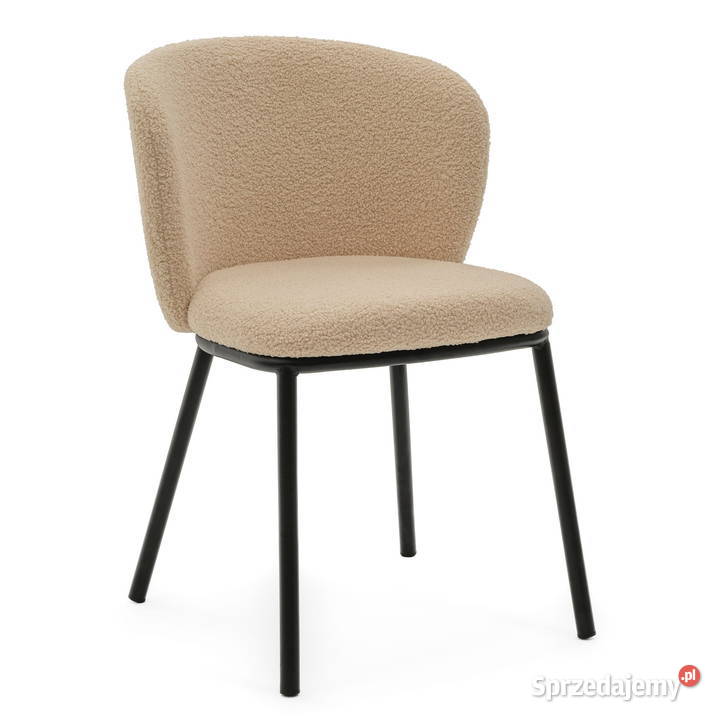 Krzesło Tapicerowane Bari Ciemnobeżowe Boucle Krzesła Tarchały Małe sprzedam