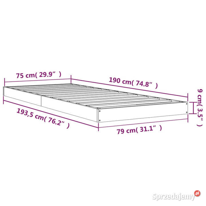 Rama łóżka lite drewno sosnowe 75x190 WM823484