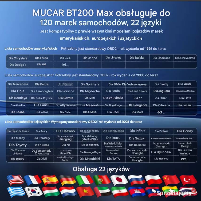 Mucar BT200 interfejs diagnostyczny Bluetooth Piotrków Trybunalski sprzedam