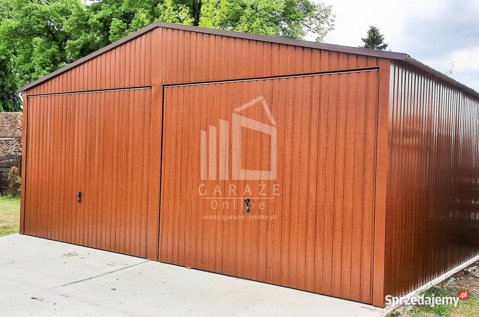 GARAŻ BLASZANY 6m x 5m dwuspad 2x Brama drzwi