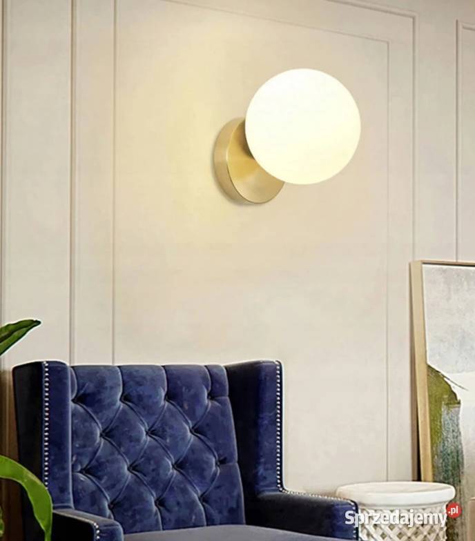 LAMPA KINKIET ŚCIENNY SZKLANA KULA GOLD ZŁOTA Choroszcz