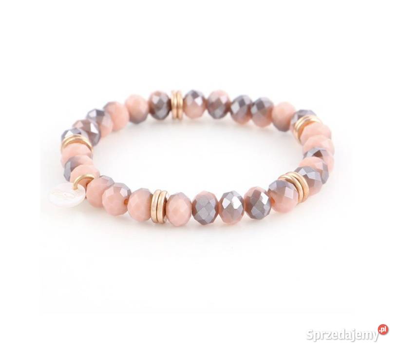 Nowa bransoletka koraliki pudrowy róż szary Szczecin