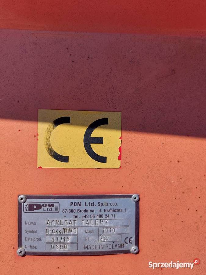Agregat talerzowy 3m mało używany Baboszewo sprzedam