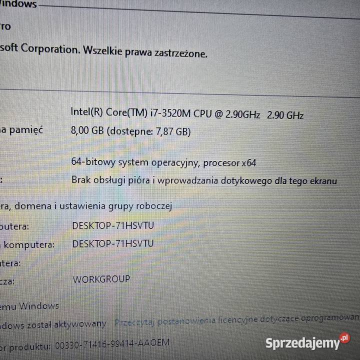 DELL E6430 i7 3520M 8gb ram 240 ssd win 10 pro Iława