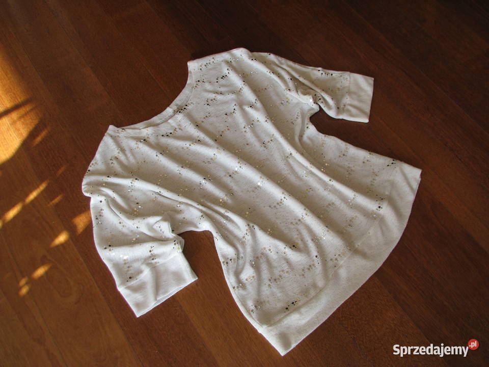 Luźny biały sweterek bluzka z cekinkami L XL małopolskie Brzegi