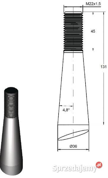 Ząb ładowacza wygięty 58 mm profil podwójne T Kamionna