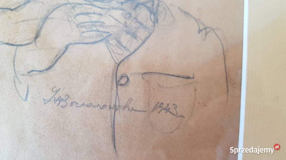 Stary oprawiony szkic z 1943 r autor Stanisława Dąbrowa Górnicza