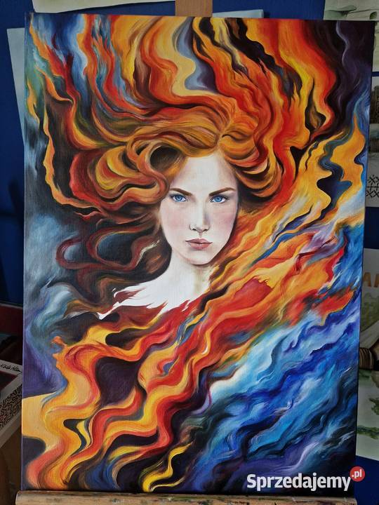 Płomienny obraz farbami olejnymi 50x70 Malarstwo sprzedam