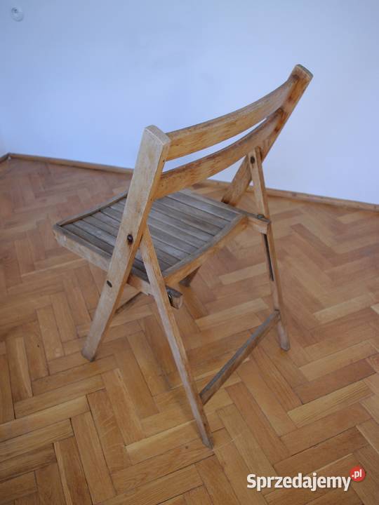 Krzesło drewniane składane retro vintage PRL Gdańsk
